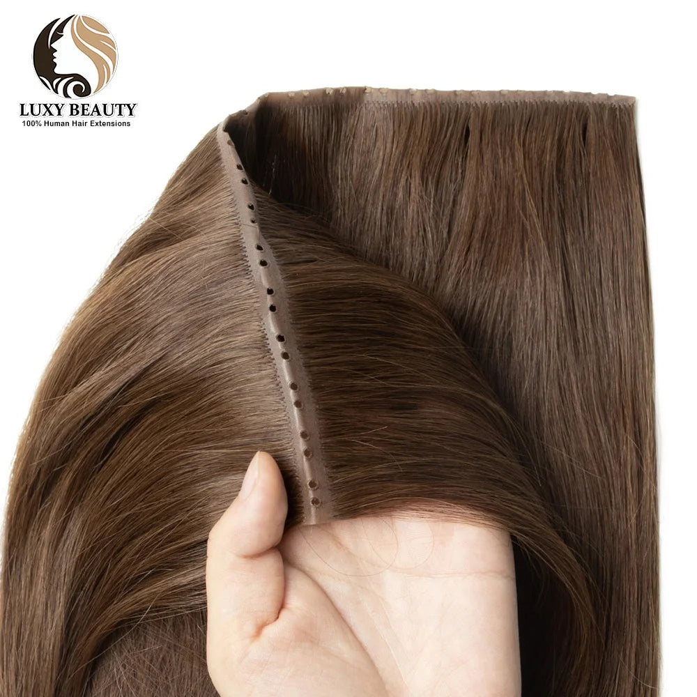 Blonde 613 Invisible Twin Tab Hole Weft Human Hair Extensions Straight Remy