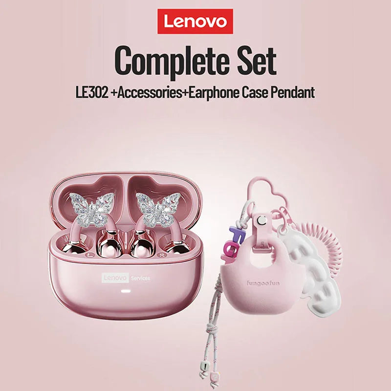 Lenovo LE302 Wireless Bluetooth 6.0 Ear Clip Earbuds With Charging Case