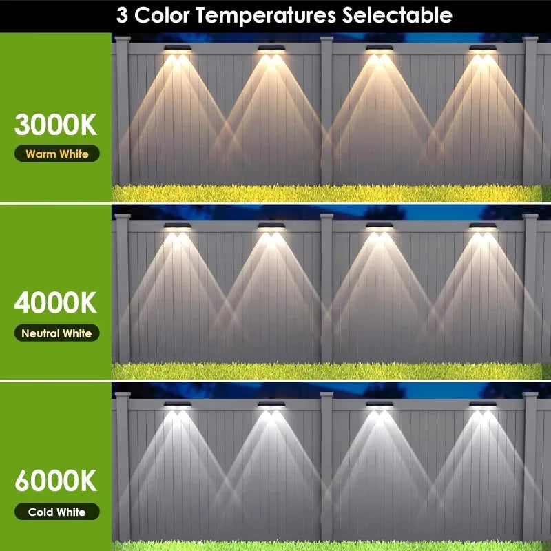 Solar Fence Lights Outdoor IP65 Waterproof 2700K 4000K 6000K Three Mode