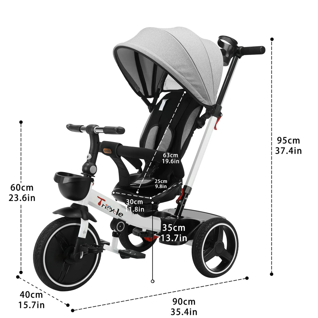 Ubravoo 5 In 1 Baby Stroller Tricycle Ride Bike With Adjustable Canopy