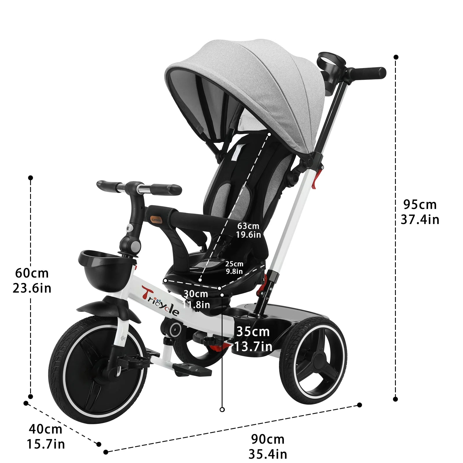 Ubravoo 5 In 1 Baby Stroller Tricycle Ride Bike With Adjustable Canopy