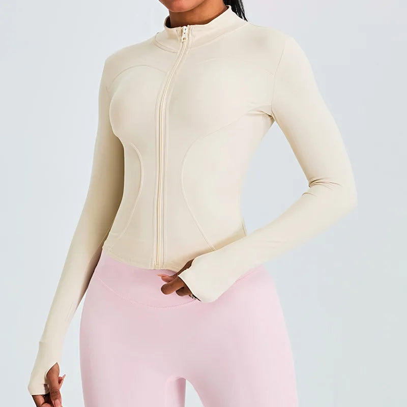 Zipper Long Sleeve Sports Jacket Women Gym Yoga Activewear Top
