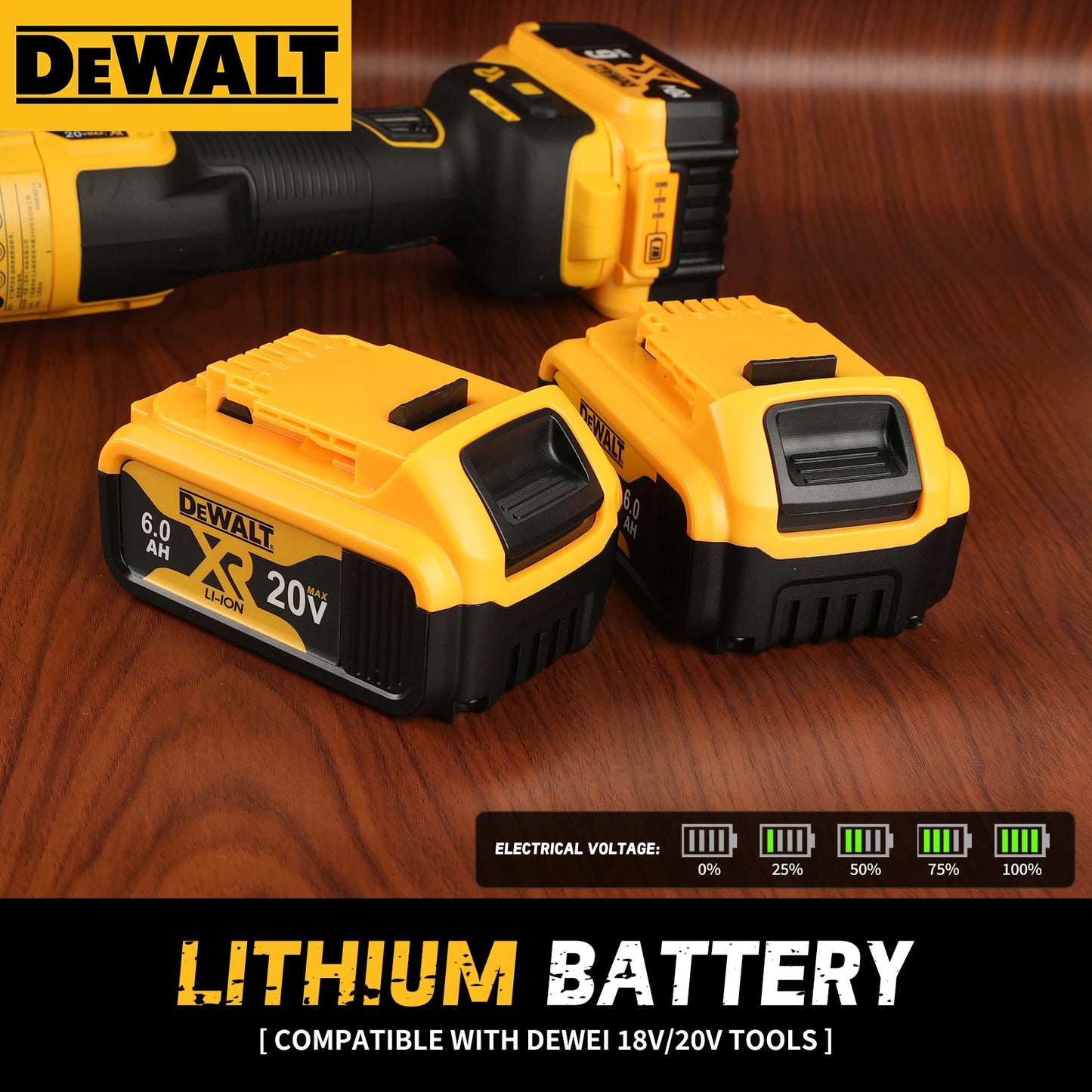 Dewalt DCB206 20V 6.0Ah Rechargeable Lithium Battery for All Dewalt 20V Power Tools
