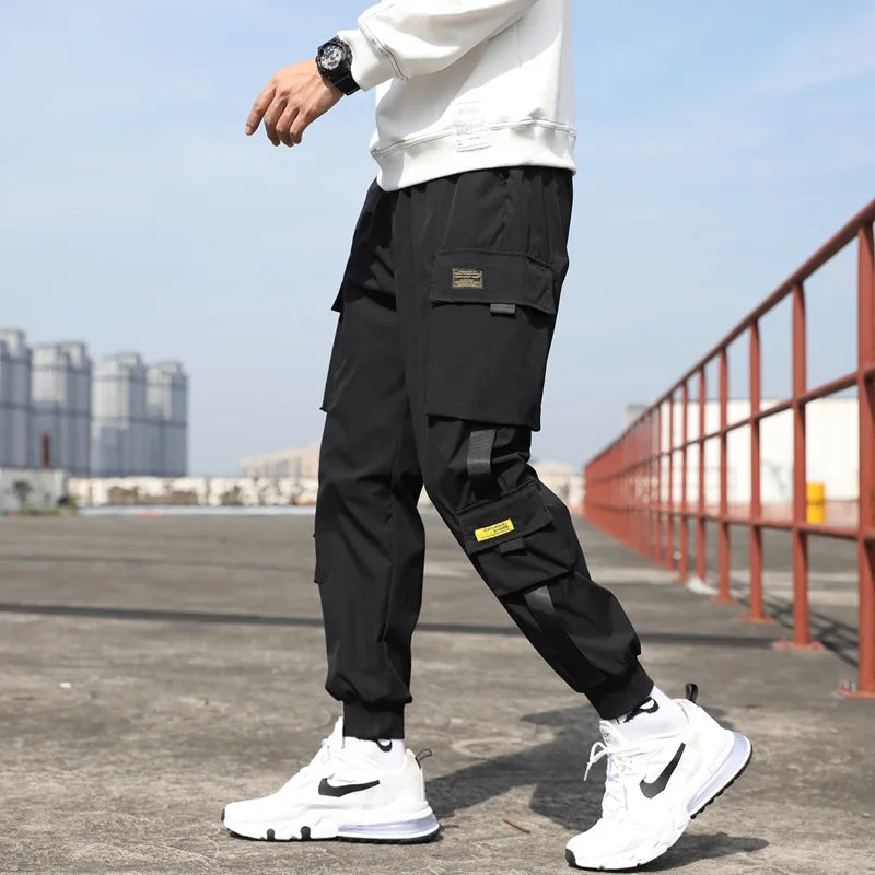 Men Streetwear Cargo Jogger Pants With Multi Pockets Casual Loose Fit