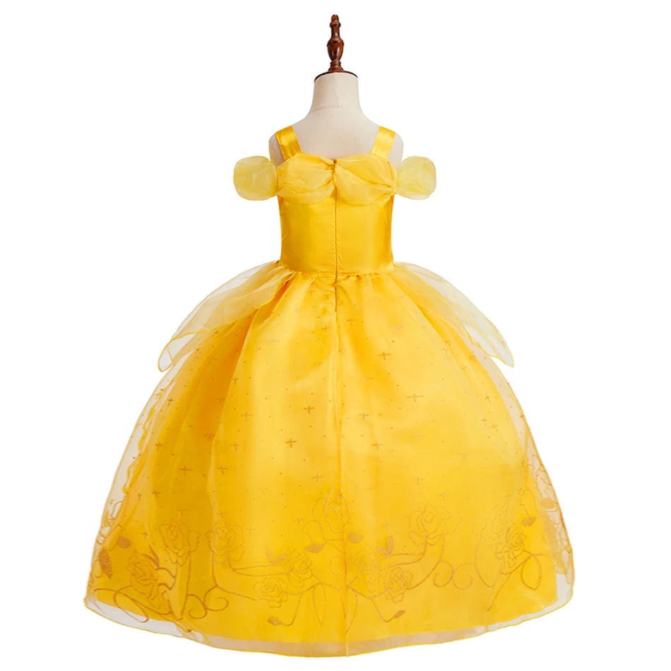 Children Belle Fantasy Kids Halloween Party Layered Disguise Girls Princess Carnival Elegant Clothes Cosplay Christmas Costume