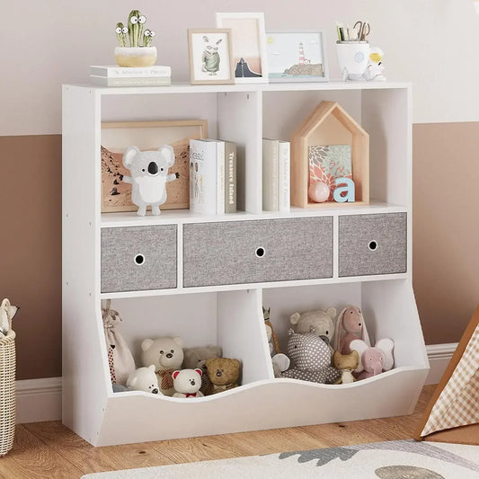 Children Bookcase Kids Bookshelf Toy Storage With Cubby Organizer
