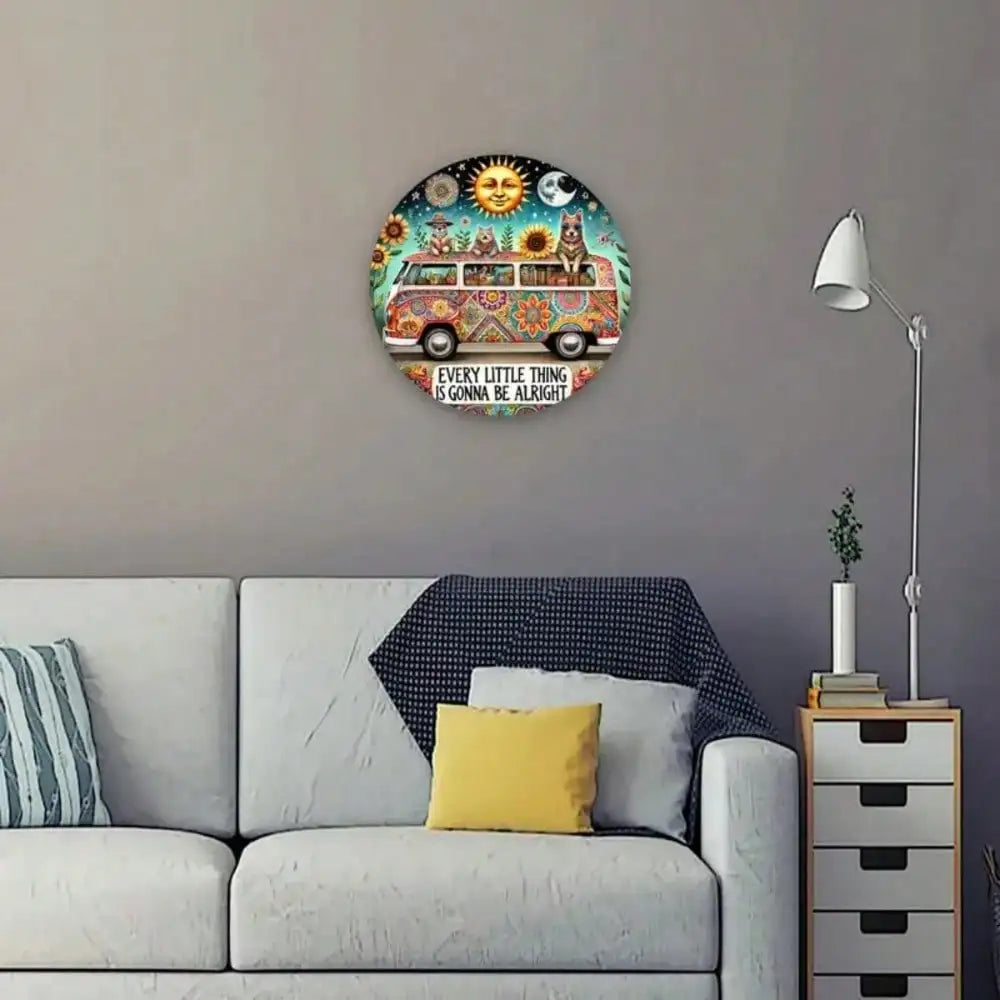 Animal Hippie Van Metal Sign 8x8 Inch Wall Sculpture Gift