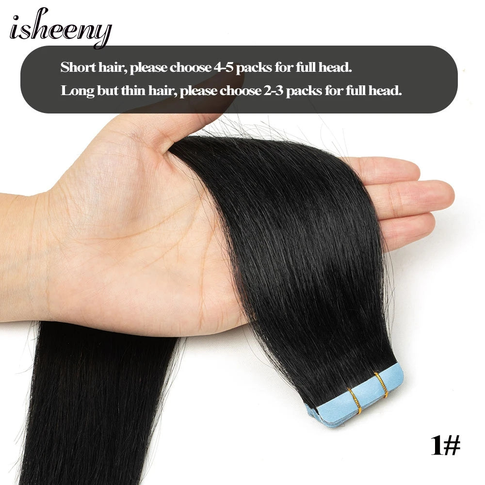 Isheeny Tape In Hair Extensions Non Remy 12 To 24 Inch Natural Blonde Skin Weft