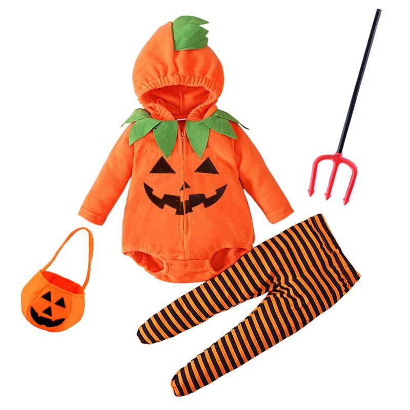 3-24M pumpkin Cosplay Baby Girls Boys Halloween Costume Sets Long Sleeve Cosplay jumpsuit for boys Carnival Party Clothes