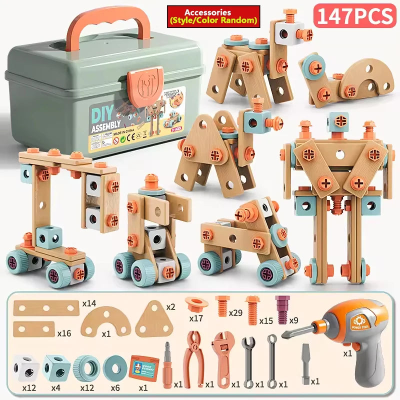Kids Toolbox Puzzle Drill Toy Set Educational Screw Removal Electric STEM Gift