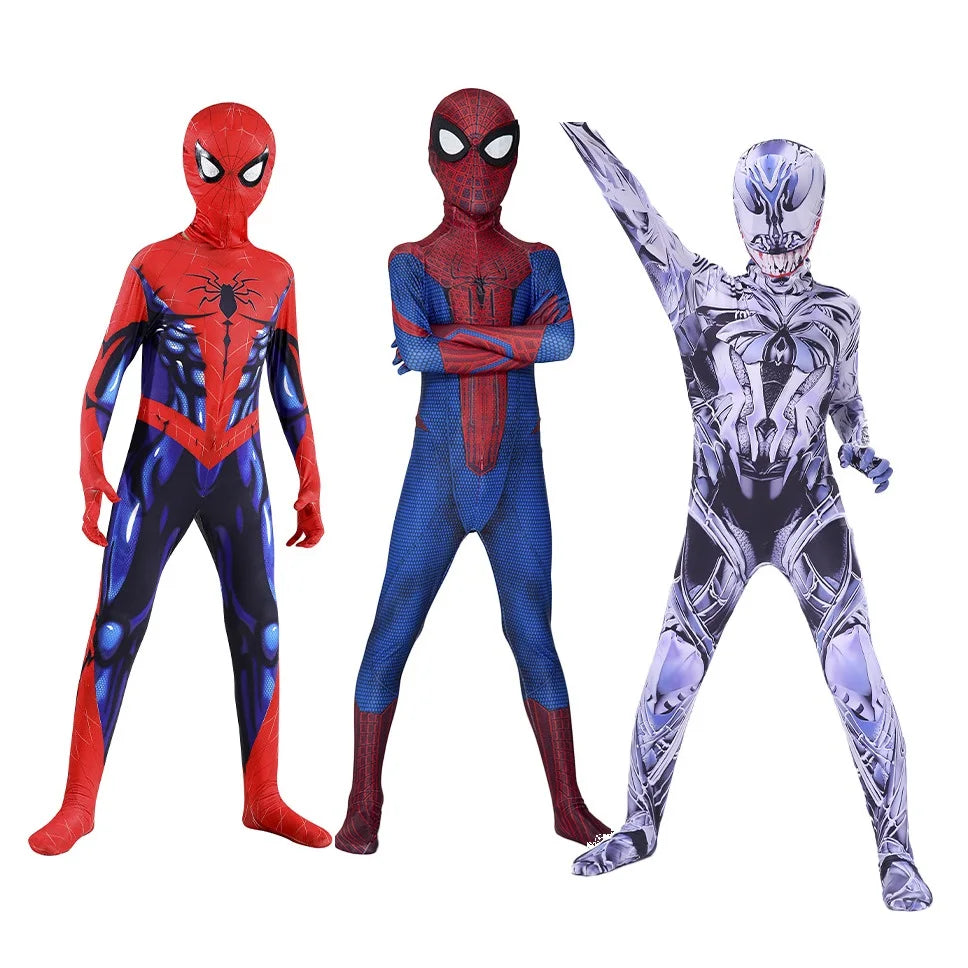 Halloween Cosplay Costume Skeleton Bone Clothes Superhero Jumpsuit Children's and Adult Spiderman Cosplay costume Jumpsuit Gift