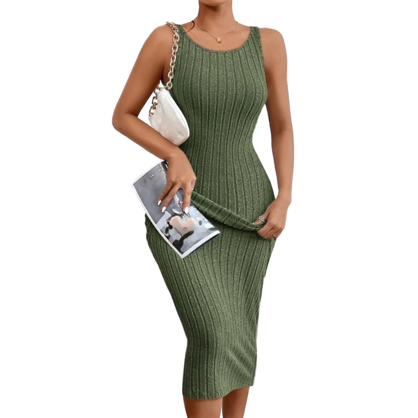 Women Knitted Backless Sleeveless Summer Dress Cocktail