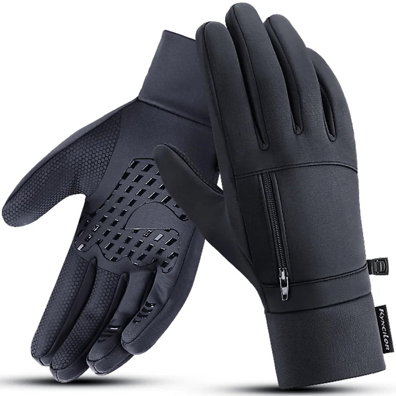 Unisex Winter Cycling Gloves Waterproof Windproof With Touchscreen Silicone Palm