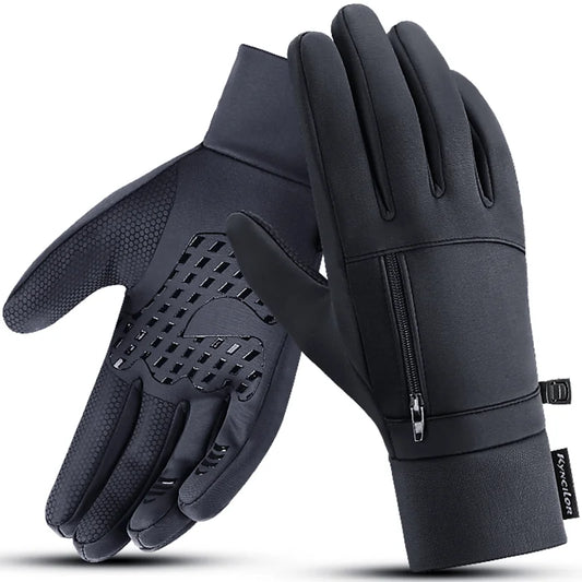 Unisex Winter Cycling Gloves Waterproof Windproof With Touchscreen Silicone Palm