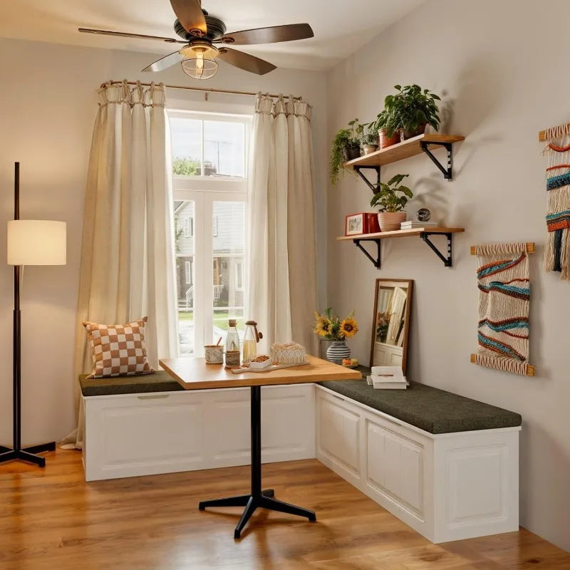 L Shape Storage Bench Cushioned For Entryway And Corner Kitchen Nook