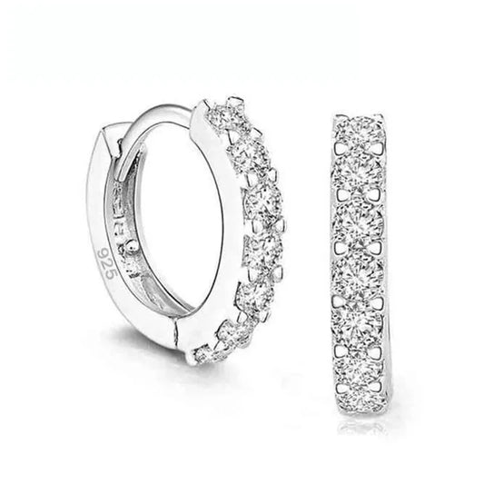 Fast Ship Newest Luxury Romantic Women's 925 Sterling Silver Plated Rhinestone Crystal Hoop Earrings