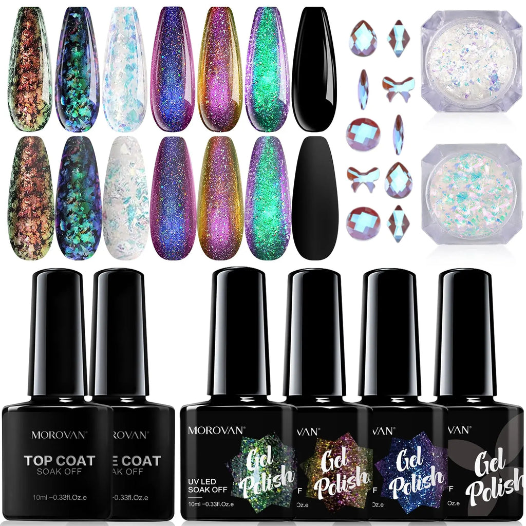 Morovan Chameleon Gel Nail Polish Set With Base Top