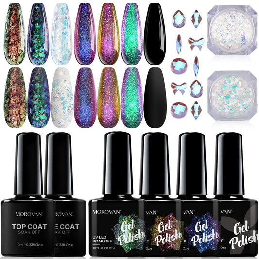 Morovan Chameleon Gel Nail Polish Set With Base Top