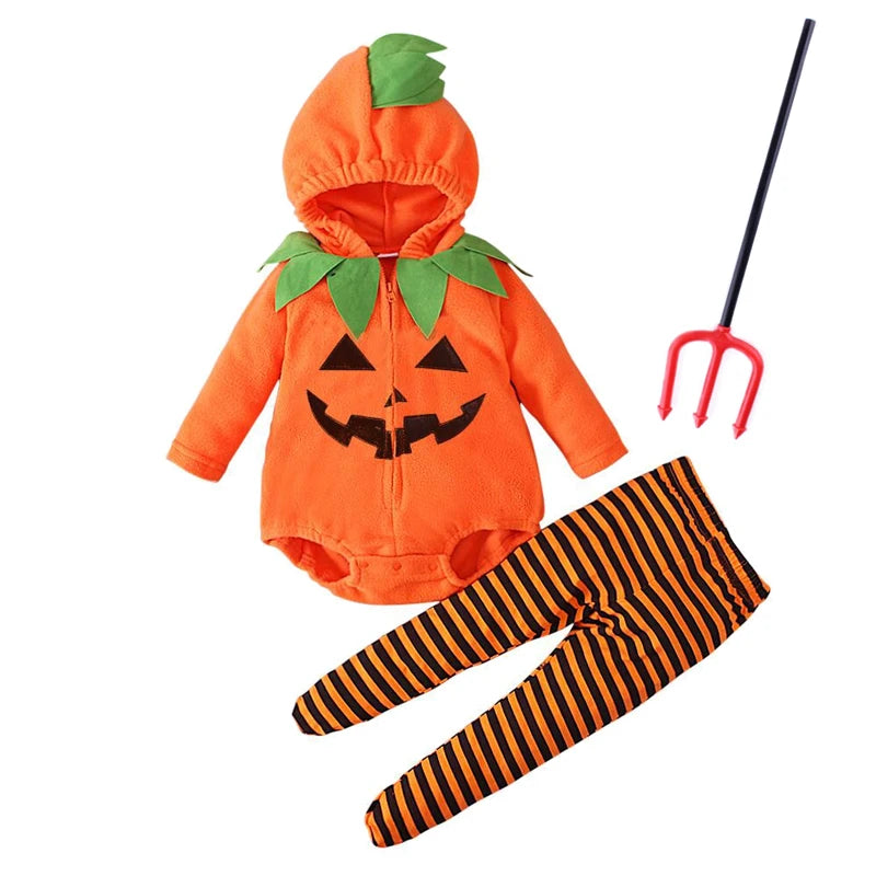 3-24M pumpkin Cosplay Baby Girls Boys Halloween Costume Sets Long Sleeve Cosplay jumpsuit for boys Carnival Party Clothes