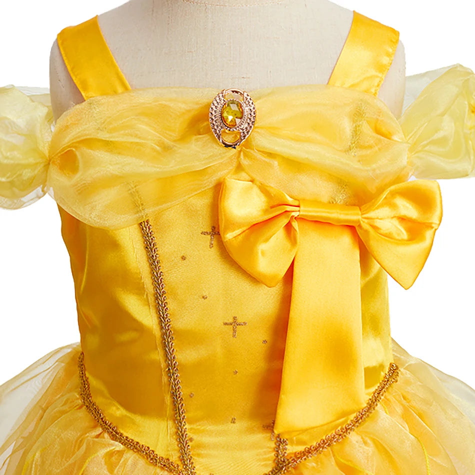Children Belle Fantasy Kids Halloween Party Layered Disguise Girls Princess Carnival Elegant Clothes Cosplay Christmas Costume