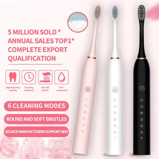 Sonic Electric Toothbrush for Adults IPX7 Waterproof 6 Modes