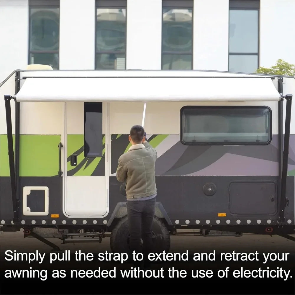 Manual RV Awning White Modular Retractable Awning Complete Kit for RV 5th Wheel Travel Trailers Toy Haulers
