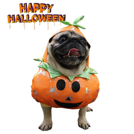 Halloween Dog Costume Pumpkin Jumpsuit For French Bulldog