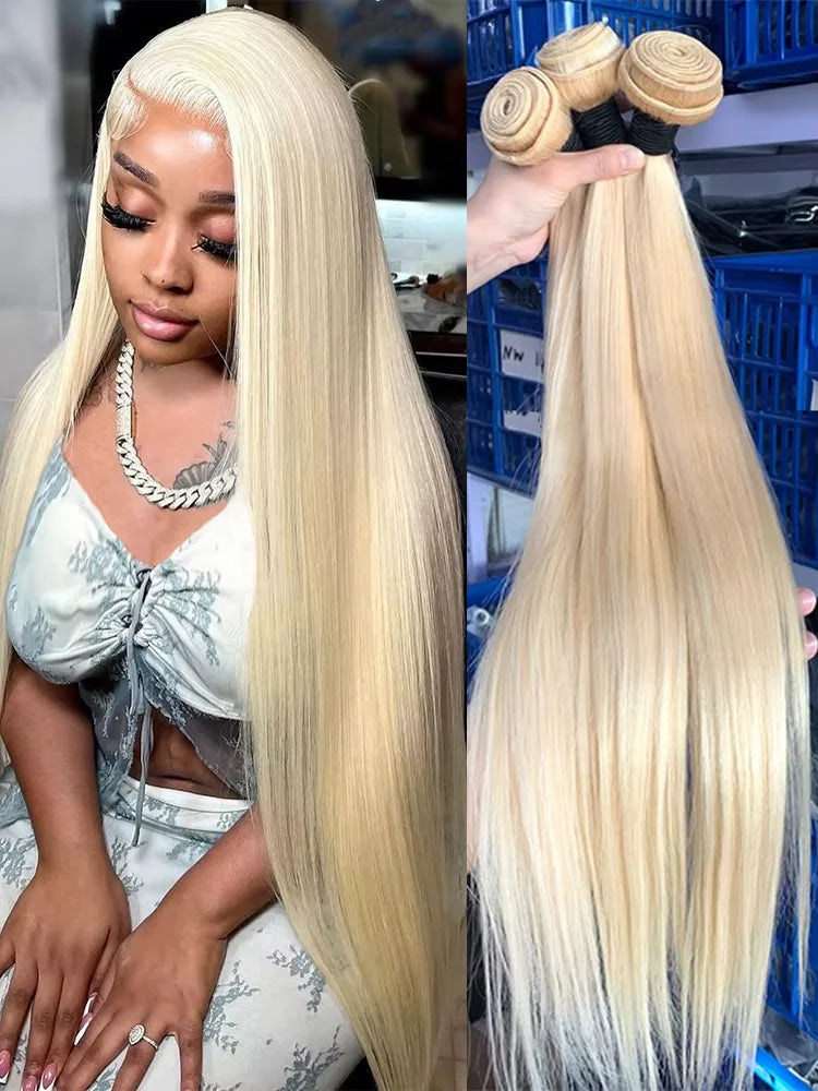 613 Honey Blonde Brazilian Hair Weave Bundle 8 To 40 Inch Straight Remy Human Hair