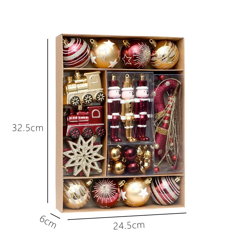 50 Pcs Christmas Ball Ornaments Set Red Gold Xmas Tree