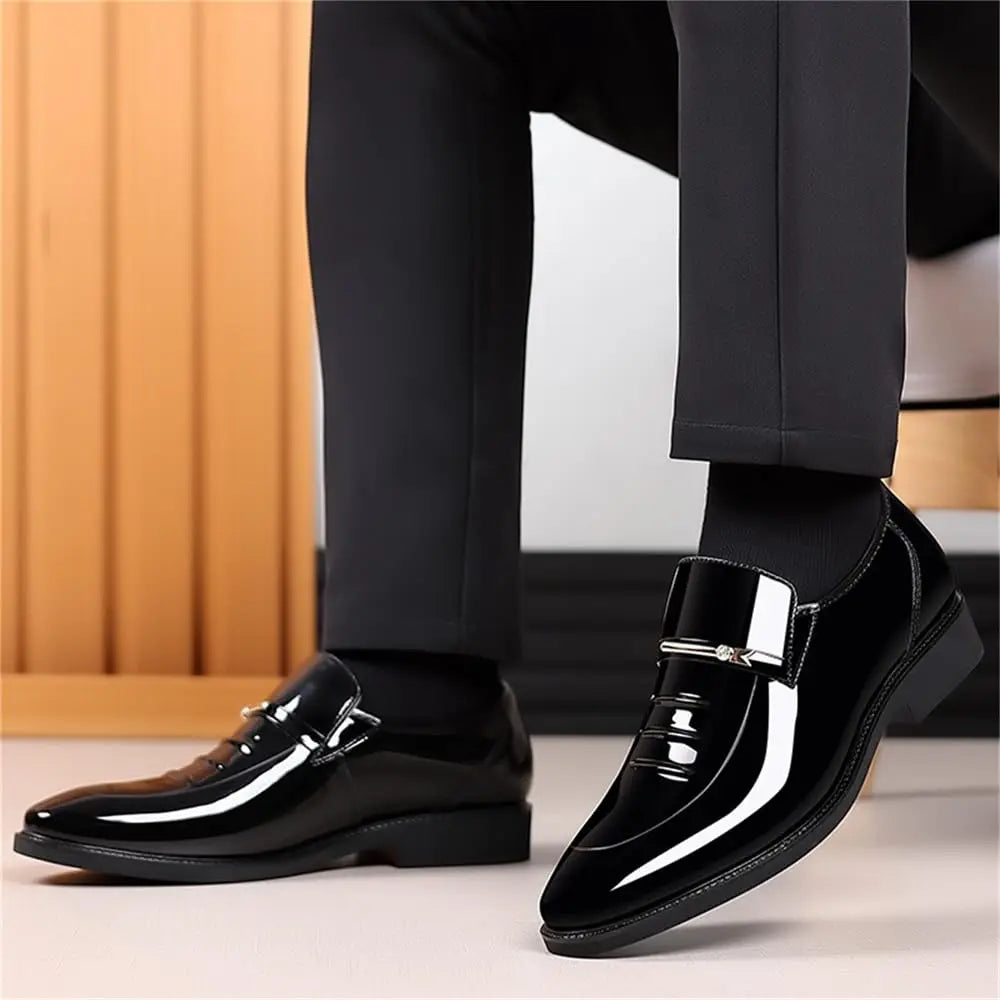 Mens High Gloss Patent Slip On Loafers Dress Shoes Formal Comfort
