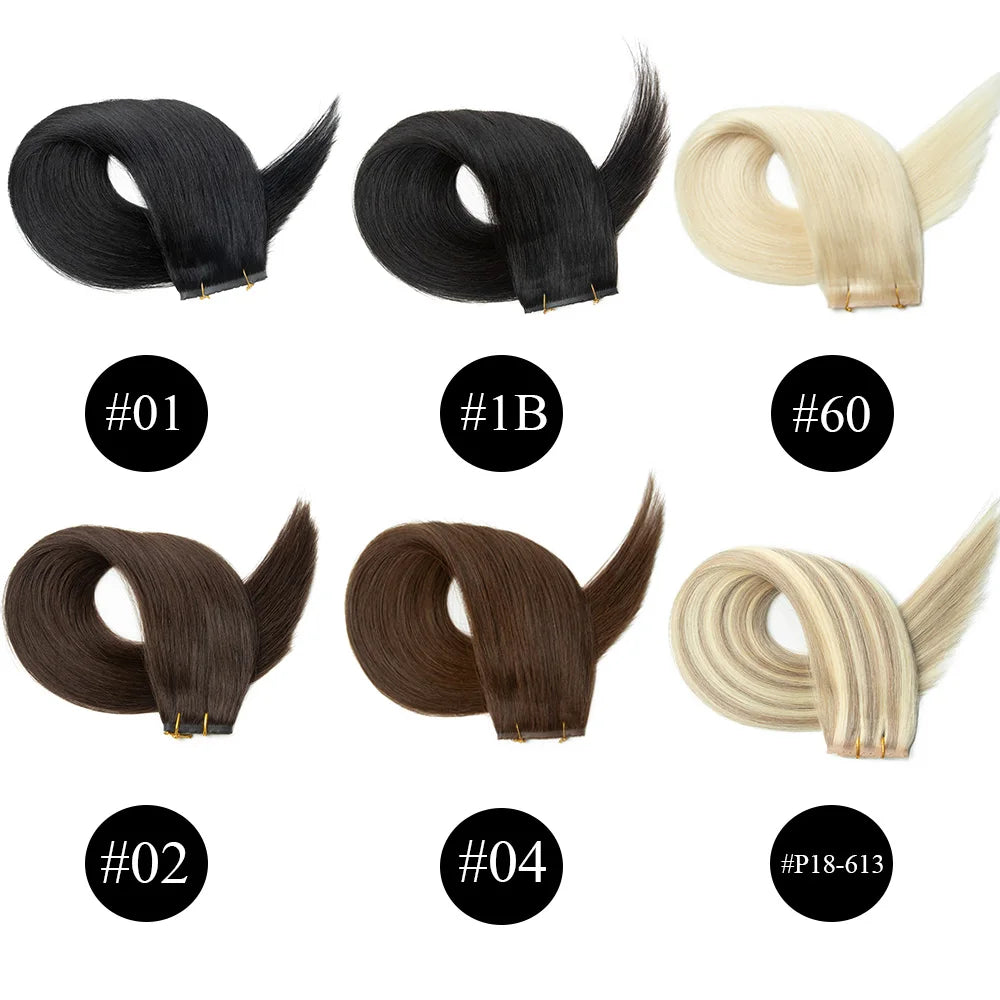 Blonde 613 Invisible Twin Tab Hole Weft Human Hair Extensions Straight Remy