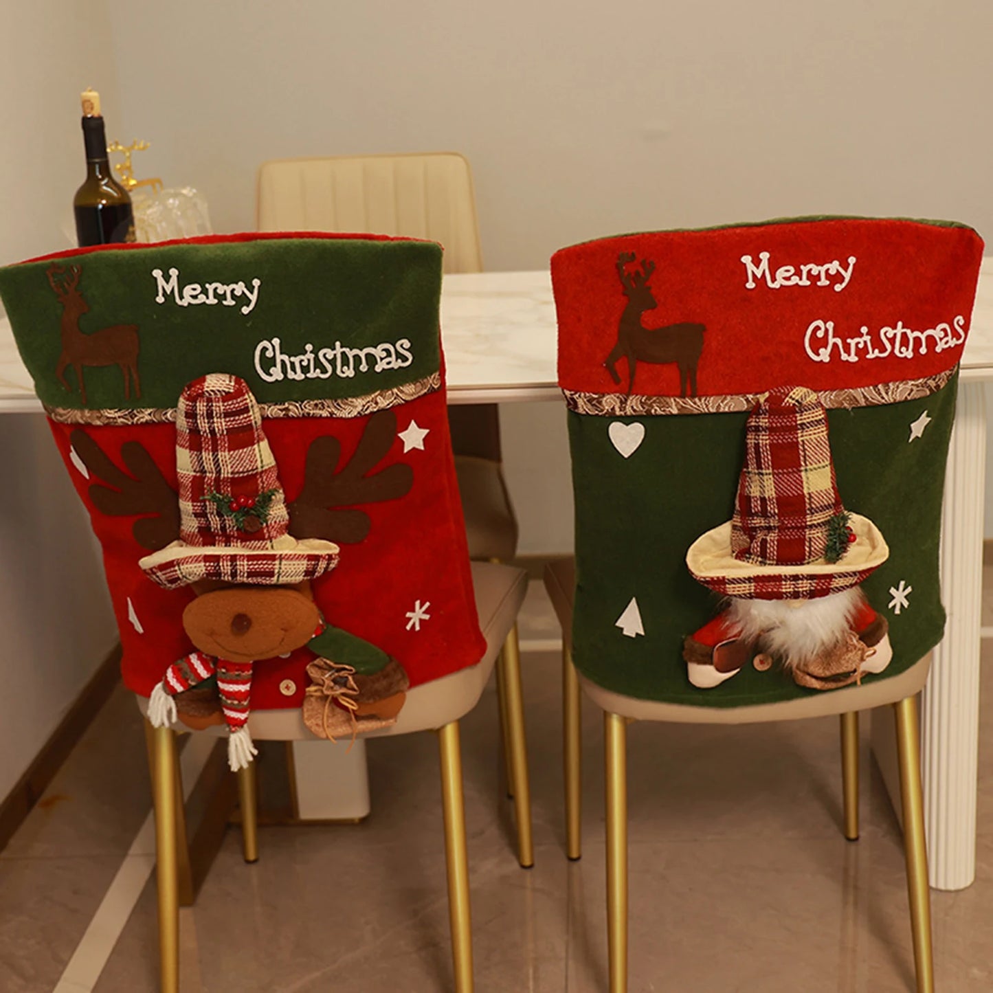 46x54cm Christmas Chair Cover Santa Snowman Elk Slipcover