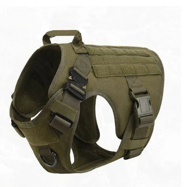 Tactical Dog Harness Leash Metal Buckle MOLLE Vest K9 Training