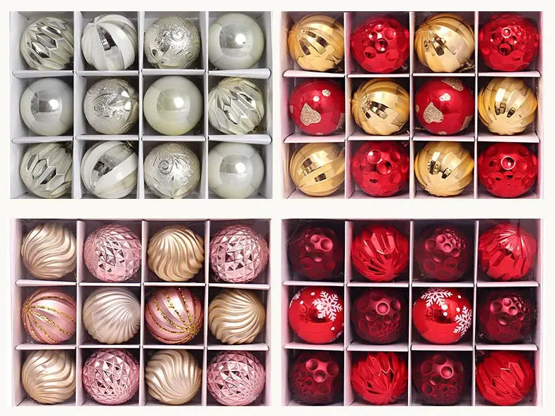 6cm Purple Red Christmas Ball Ornaments 12 Pcs Decorations