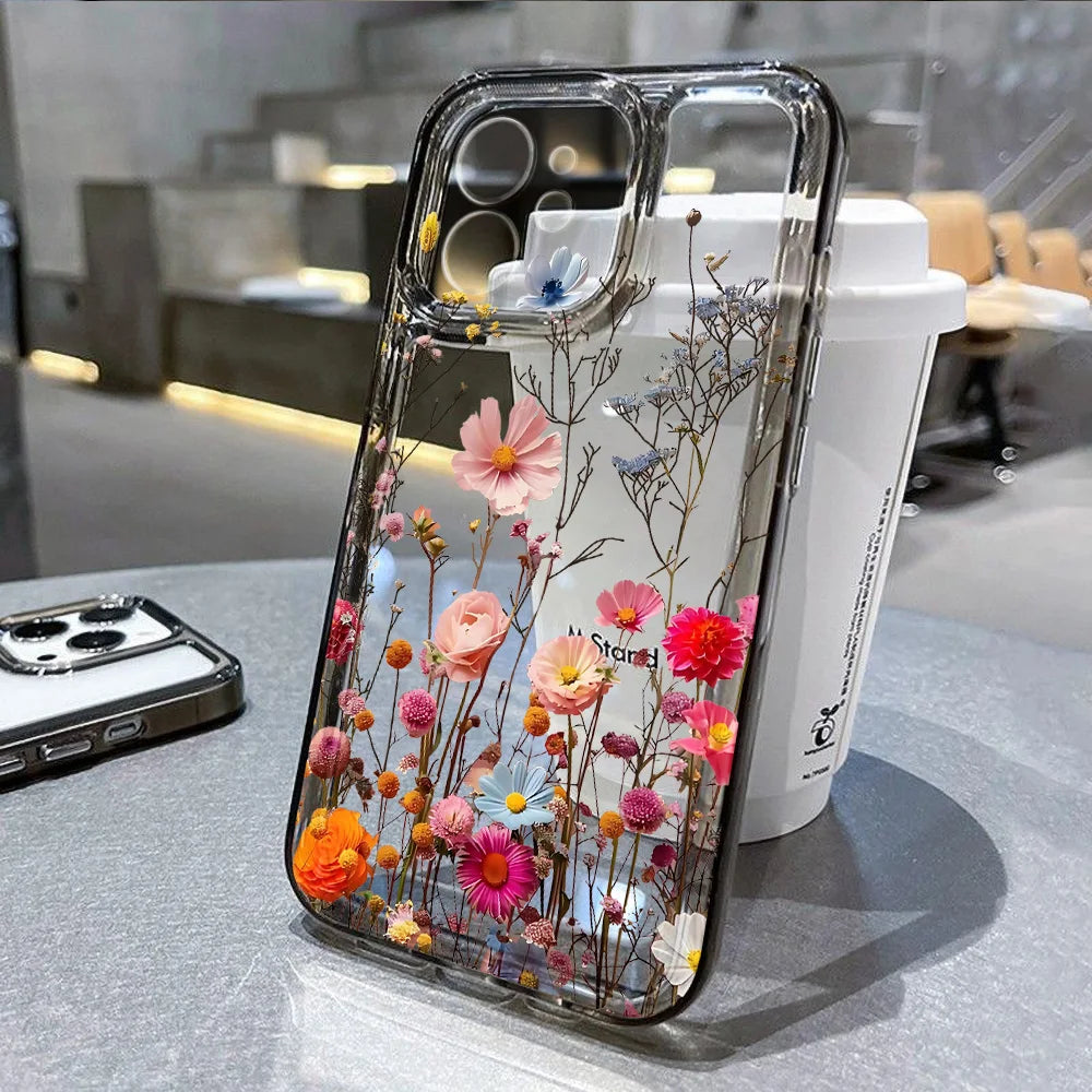 Floral Clear Silicone Phone Case For IPhone 17 Pro Max 16 15 14 13 12 11 SE