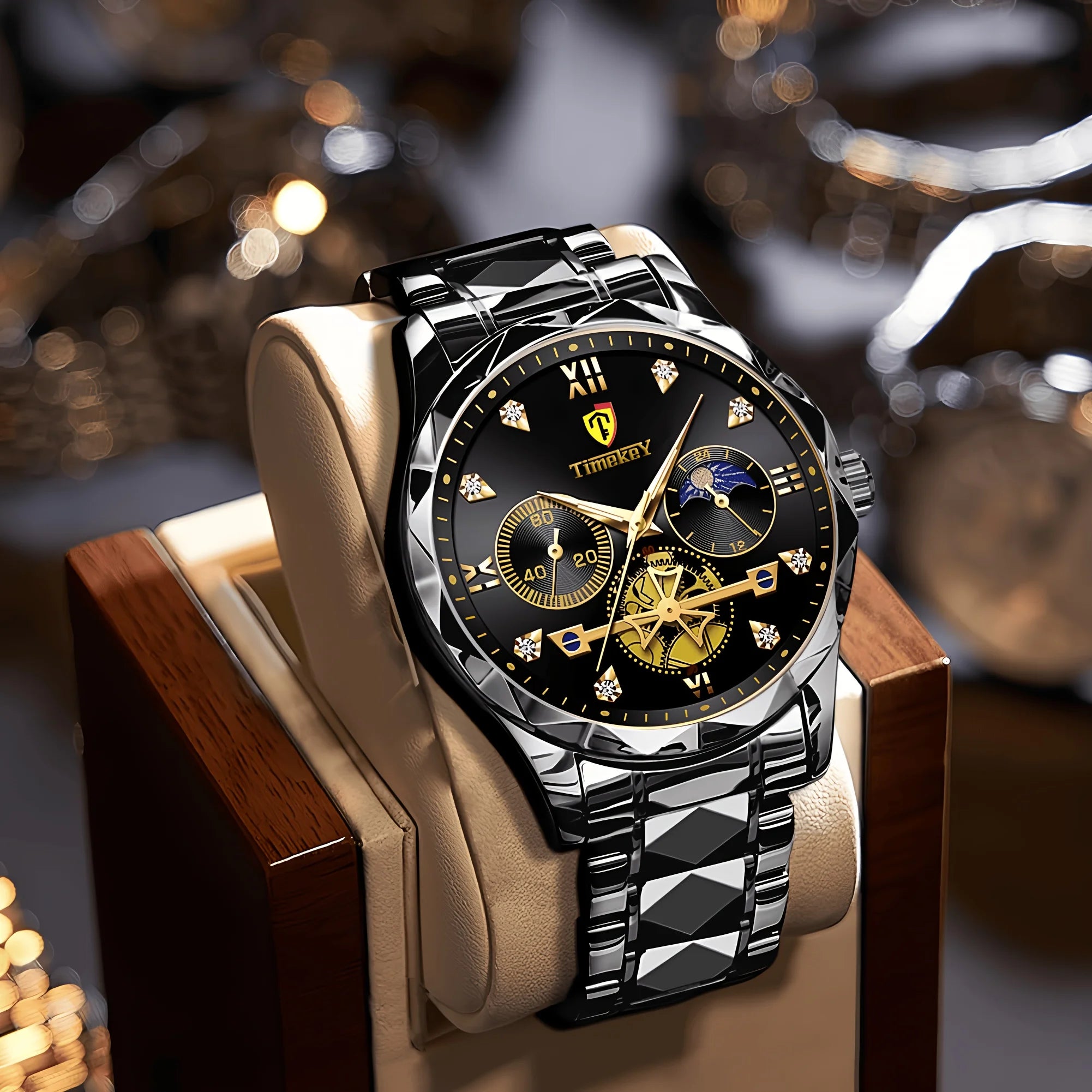 Luxury Mens Sport Leather Quartz Watch Waterproof Luminous Chronograph With Box