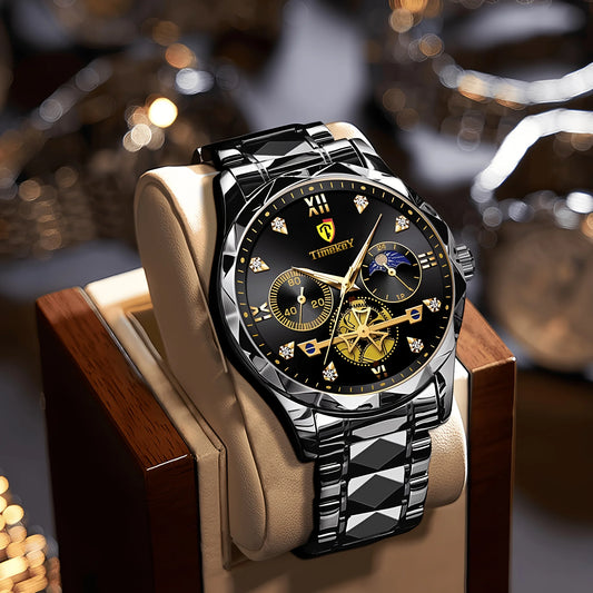 Luxury Mens Sport Leather Quartz Watch Waterproof Luminous Chronograph With Box