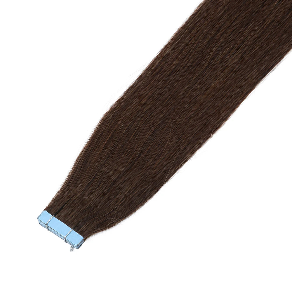 Brown Tape In Remy Human Hair Extensions Seamless Skin Weft 12 To 24 Inches