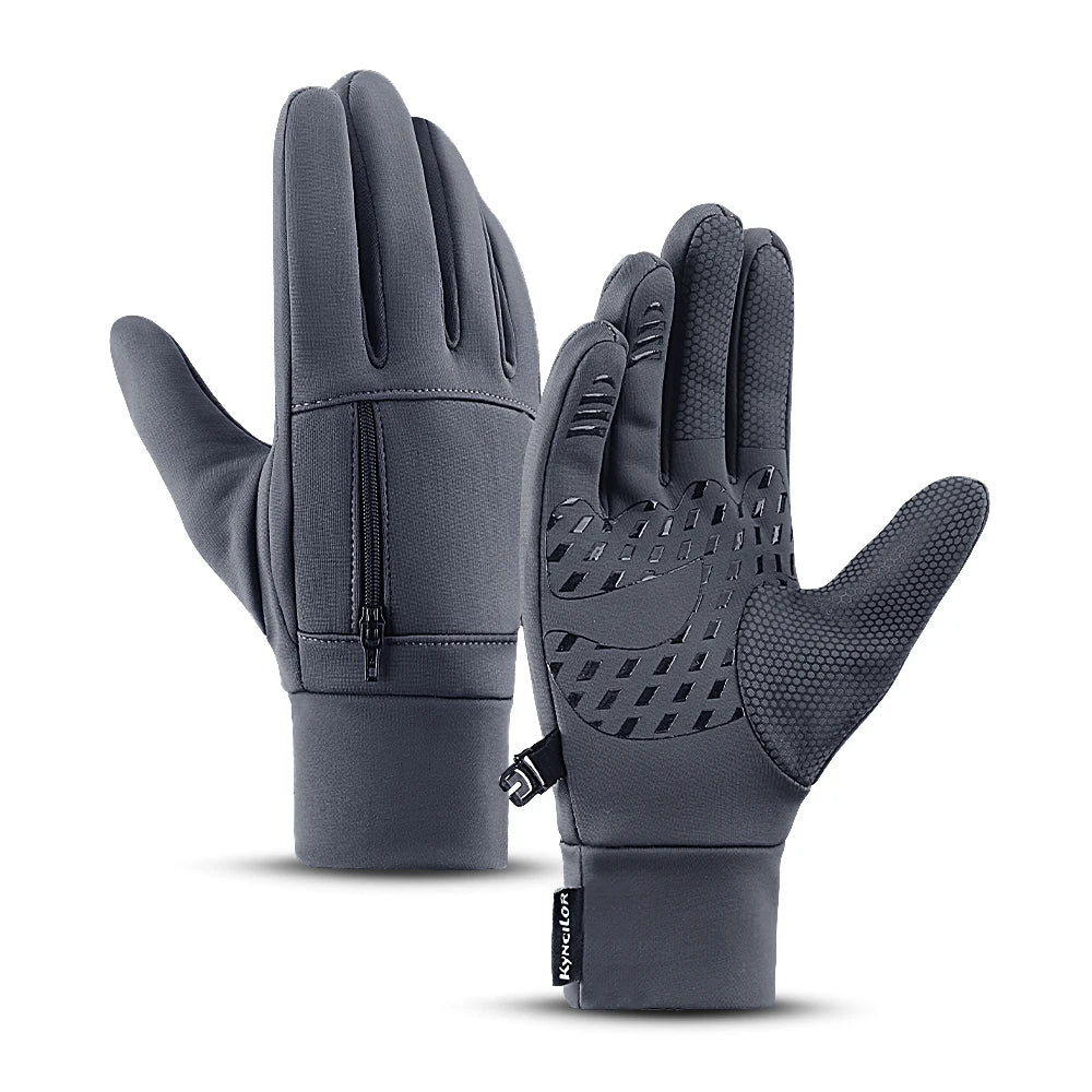 Unisex Winter Cycling Gloves Waterproof Windproof With Touchscreen Silicone Palm