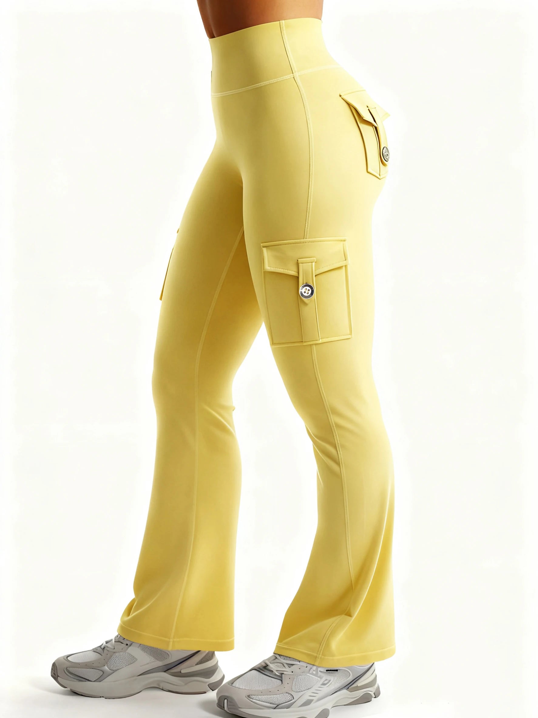 Essential Womens High Waist Fitness Pants With Pockets Shaping Tummy Control