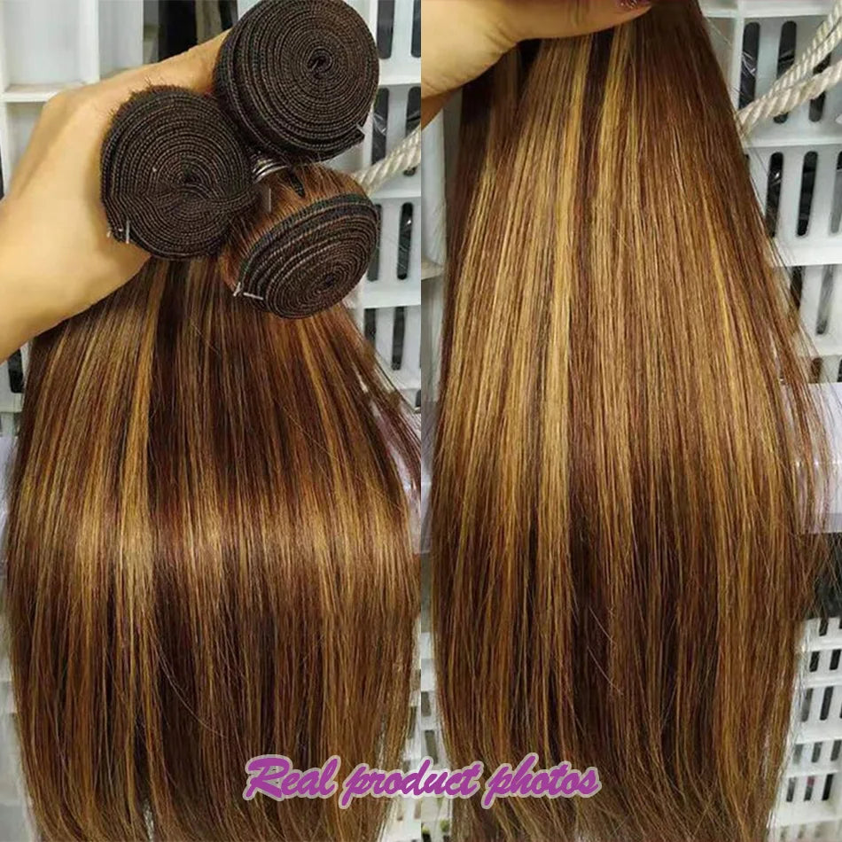 20 22 24 P4 27 Straight Hair Bundles Honey Blonde 12A Grade Human Hair Remy