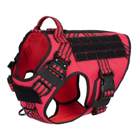 Tactical Dog Harness Leash Metal Buckle MOLLE Vest K9 Training