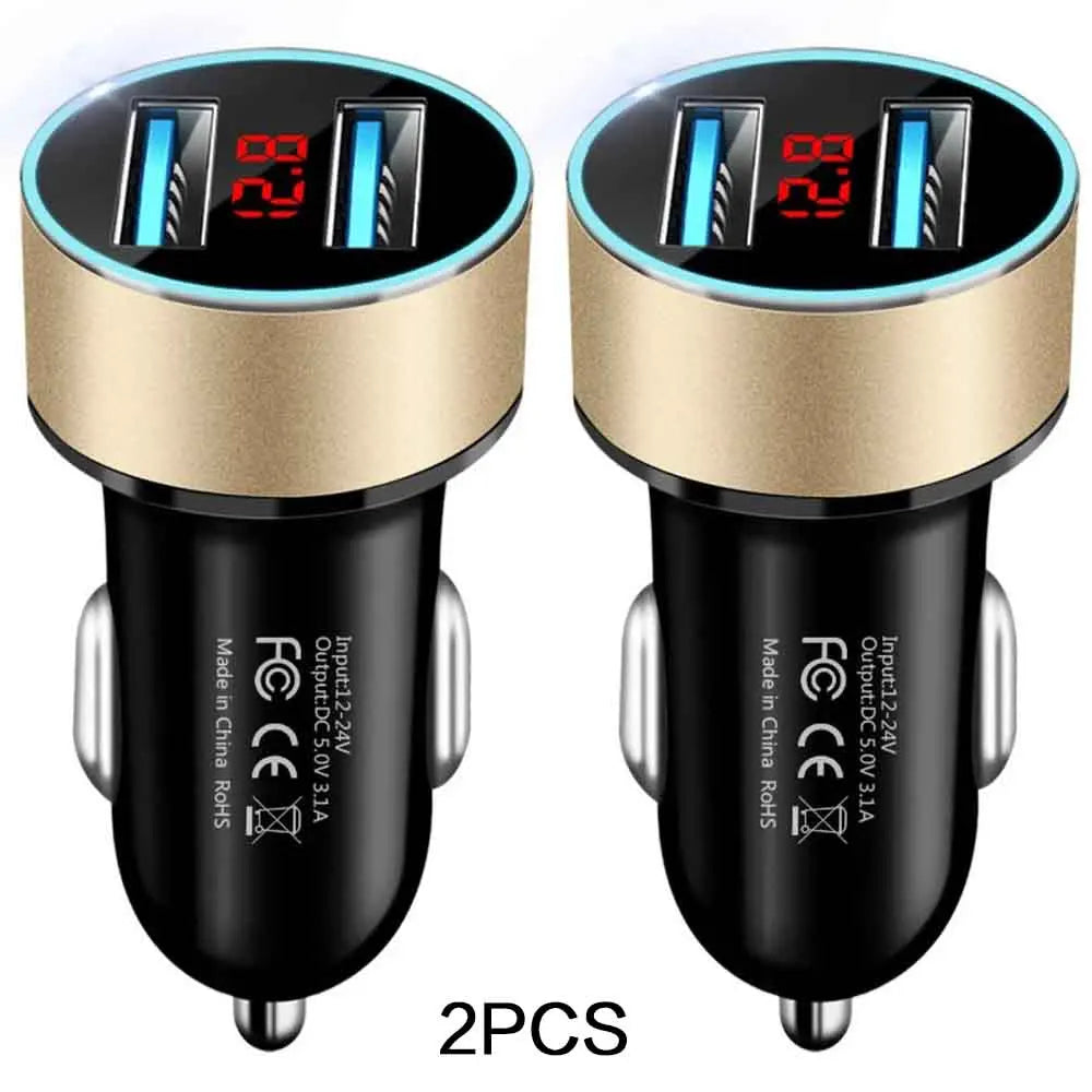 High-Quality 3.1A Dual USB Car Charger with LCD Display