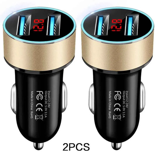 High-Quality 3.1A Dual USB Car Charger with LCD Display