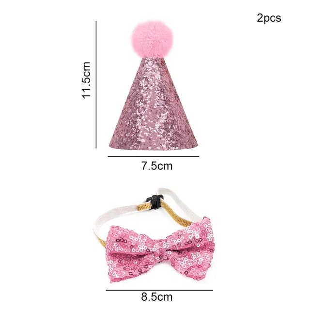 Pets Happy Birthday Decoration Dog Costume Hats Bowknot