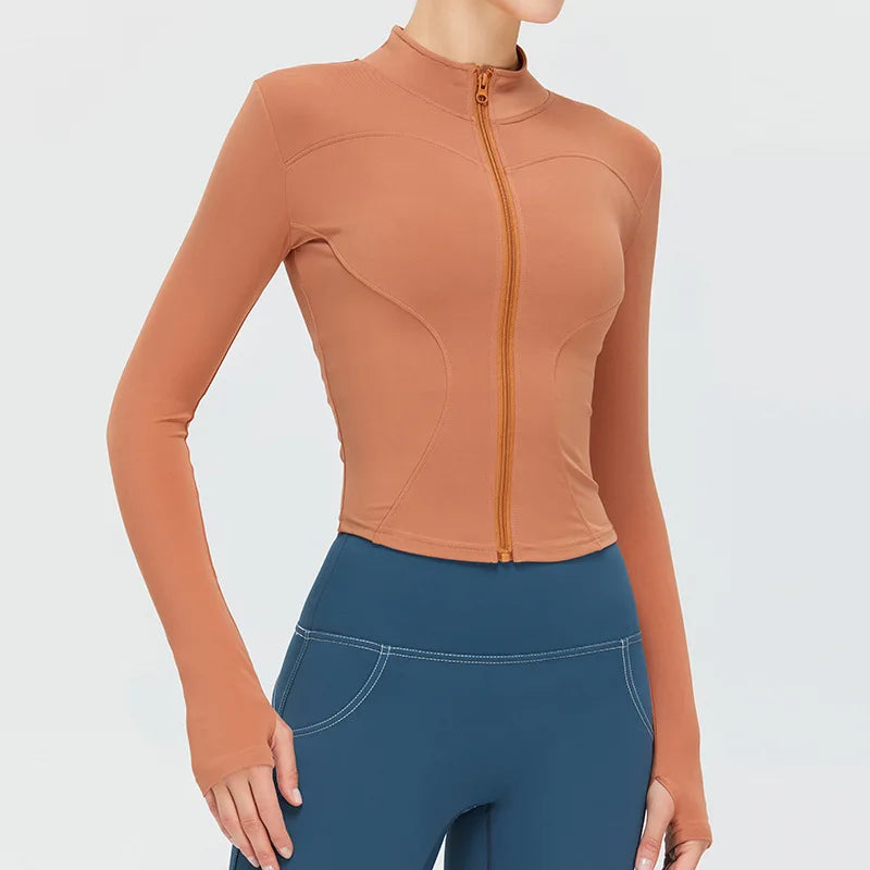 Zipper Long Sleeve Sports Jacket Women Gym Yoga Activewear Top