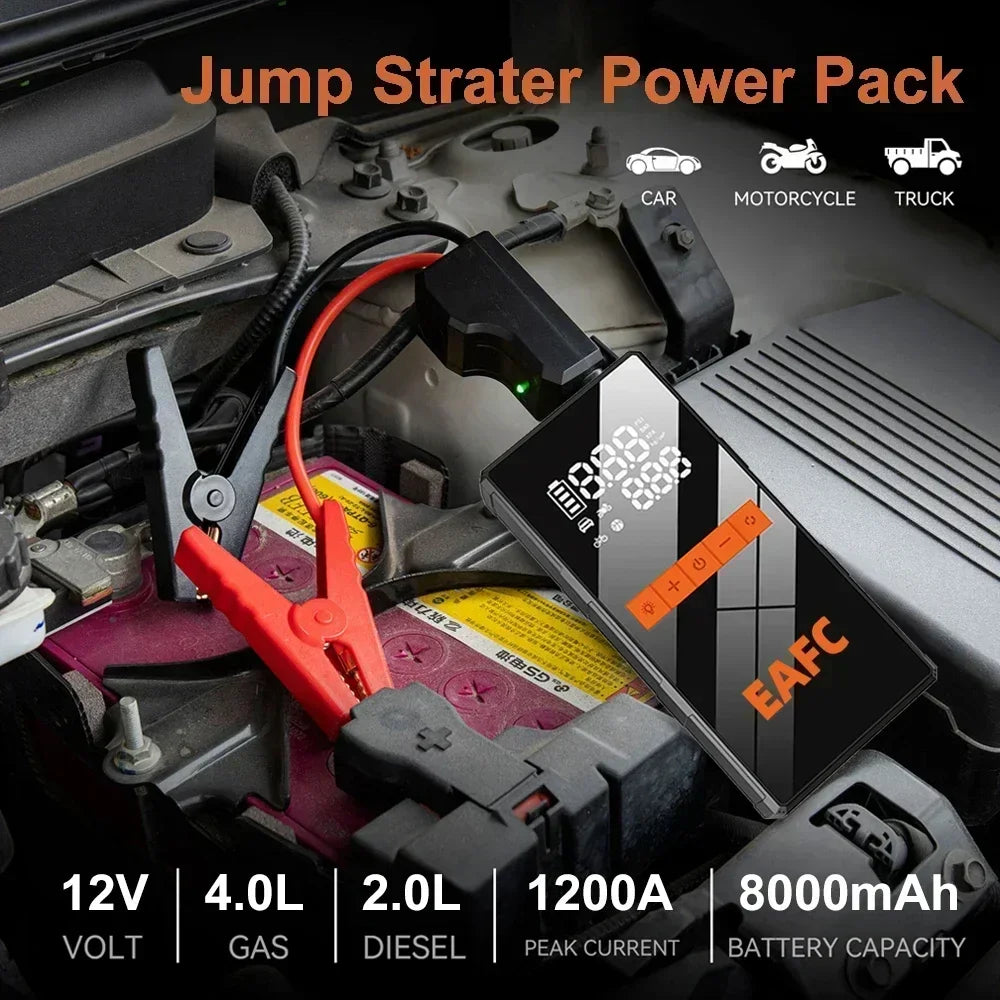 12V Car Jump Starter 4 In 1 Wireless Tire Inflator Pump