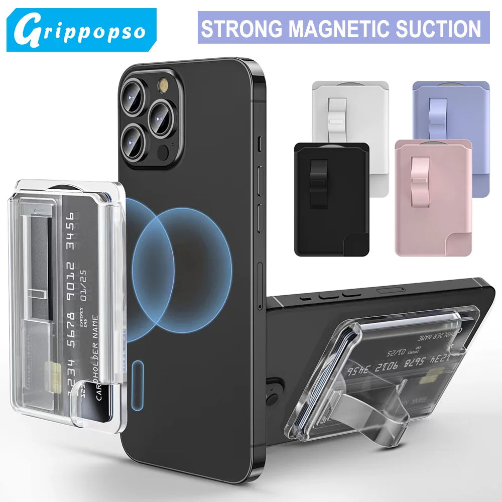 Grippopso Magnetic Wallet Universal Phone Card Holder Case