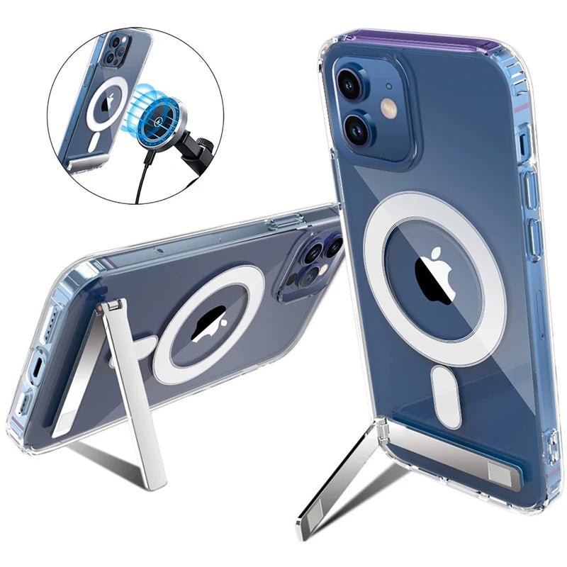Stand Clear Magnetic Phone Case with Kickstand for iPhone 11 12 13 14