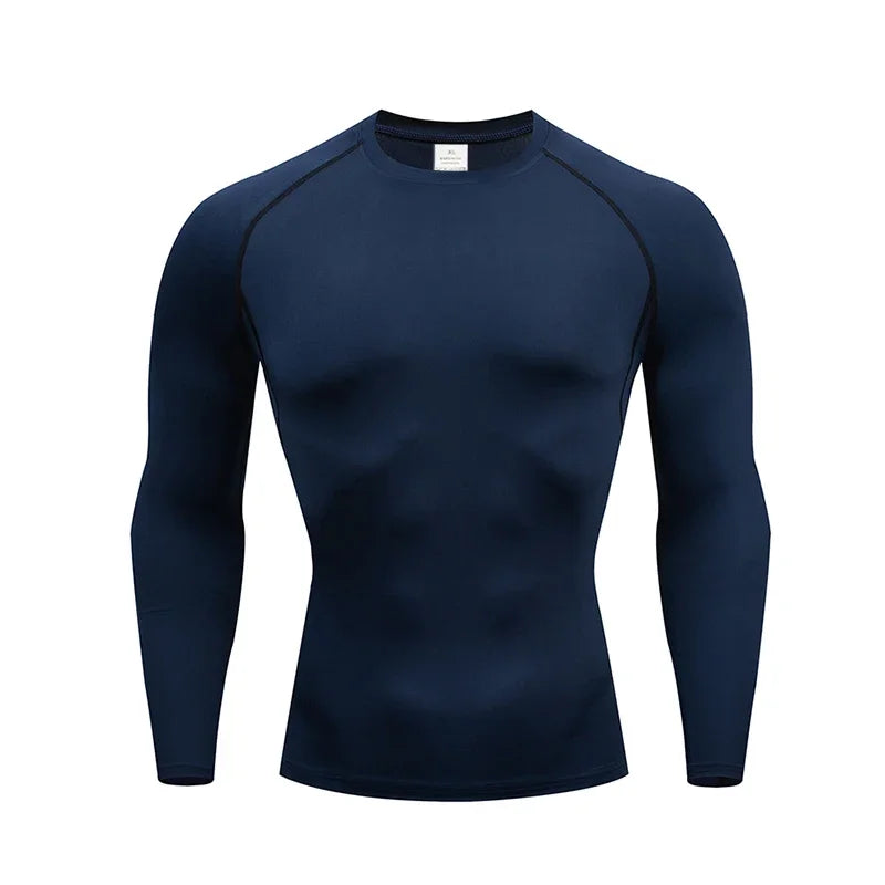 Men 2025 Long Sleeve Turtleneck Compression Rash Guard Base Layer Shirt